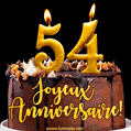 Gâteau d'anniversaire avec bougies GIF – 54 ans