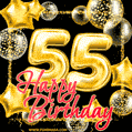 Wishing you many golden years ahead! Happy 55th birthday animated birthday GIF.