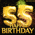 55th Birthday Greeting Card - Amazing Bursts of Fireworks (GIF)