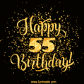 Gold Confetti Animation (loop, gif) - Happy 55th Birthday Lettering Card