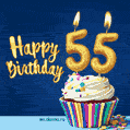 Happy Birthday - 55 Years Old Animated Card