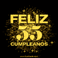 GIF animado para cumpleaños con el número 55 - feliz cumpleaños gif de fuegos artificiales