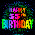 Wishing You A Happy 55th Birthday! Animated GIF Image.