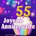 Joyeux anniversaire gâteau 55 ans gif