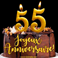 Gâteau d'anniversaire avec bougies GIF – 55 ans