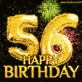 56th Birthday Greeting Card - Amazing Bursts of Fireworks (GIF)