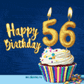 Happy Birthday - 56 Years Old Animated Card
