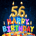 Best Happy 56th Birthday Cake with Colorful Candles GIF