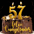 Felices 57 Años - Hermosa imagen de pastel de feliz cumpleaños