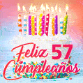 Cumpleaños de 57 - delicioso pastel de cumpleaños con velas