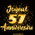 Joyeux Anniversaire - 57 Ans. GIF de confettis d'or.