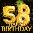 58th Birthday Greeting Card - Amazing Bursts of Fireworks (GIF)