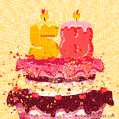 Hand Drawn 58th Birthday Cake Greeting Card (Animated Loop GIF)