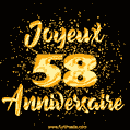 Joyeux Anniversaire - 58 Ans. GIF de confettis d'or.