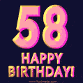 Happy 58th Birthday Cool 3D Text Animation GIF