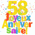 Image GIF festive et colorée de joyeux anniversaire 58 ans