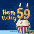 Happy Birthday - 59 Years Old Animated Card