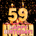 Happy 59th Birthday Cake GIF and Video with sound free download