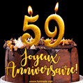 Gâteau d'anniversaire avec bougies GIF – 59 ans