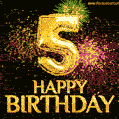 5th Birthday Greeting Card - Amazing Bursts of Fireworks (GIF)