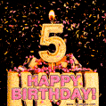 Happy 5th Birthday Cake GIF and Video with sound free download