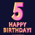 Happy 5th Birthday Cool 3D Text Animation GIF