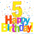 Festive and Colorful Happy 5th Birthday GIF Image