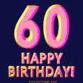 Happy 60th Birthday Cool 3D Text Animation GIF