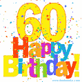 Festive and Colorful Happy 60th Birthday GIF Image