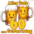 Urkomisches animiertes Bild mit Biergläsern für die Feier zu seinem 60. Geburtstag