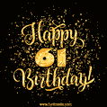 Gold Confetti Animation (loop, gif) - Happy 61st Birthday Lettering Card