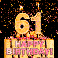 Happy 61st Birthday Cake GIF and Video with sound free download