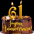 Gâteau d'anniversaire avec bougies GIF – 61 ans