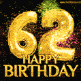 62nd Birthday Greeting Card - Amazing Bursts of Fireworks (GIF)