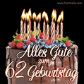 Alles Gute zum 62. Geburtstag Schokoladenkuchen GIF