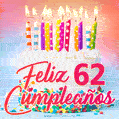 Cumpleaños de 62 - delicioso pastel de cumpleaños con velas