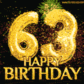 63rd Birthday Greeting Card - Amazing Bursts of Fireworks (GIF)
