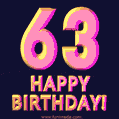 Happy 63rd Birthday Cool 3D Text Animation GIF
