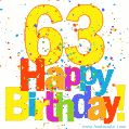 Festive and Colorful Happy 63rd Birthday GIF Image