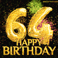 64th Birthday Greeting Card - Amazing Bursts of Fireworks (GIF)