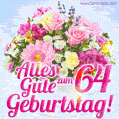 Alles Gute zum 64. Geburtstag schöne Blumen gif