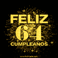 GIF animado para cumpleaños con el número 64 - feliz cumpleaños gif de fuegos artificiales