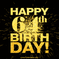 64th Birthday GIF. Best Fireworks Animated Image for 64 Year Olds.