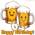 Hilarious beer pints animated image for his 64th birthday celebration