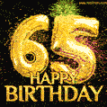 65th Birthday Greeting Card - Amazing Bursts of Fireworks (GIF)