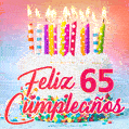 Cumpleaños de 65 - delicioso pastel de cumpleaños con velas