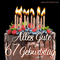 Alles Gute zum 67. Geburtstag Schokoladenkuchen GIF