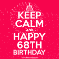 KEEP CALM and Happy 68th Birthday GIF