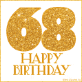 Gold Glitter 68th Birthday GIF