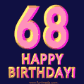 Happy 68th Birthday Cool 3D Text Animation GIF